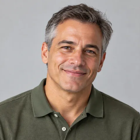 AI-generated portrait of the father, used as the lead photo
